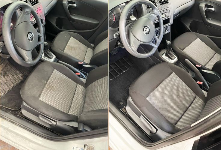 Antes y después de interior de automovil